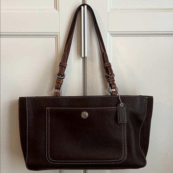 Coach Chelsea Pebbled Dark Brown Leather Tote - Picture 1 of 13